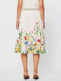 Current Air - Floral Printed A-line Midi Skirt