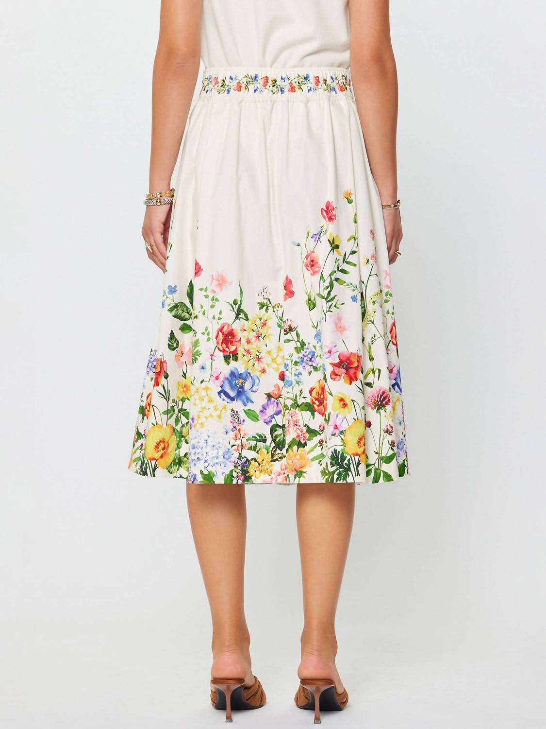 Current Air - Floral Printed A-line Midi Skirt