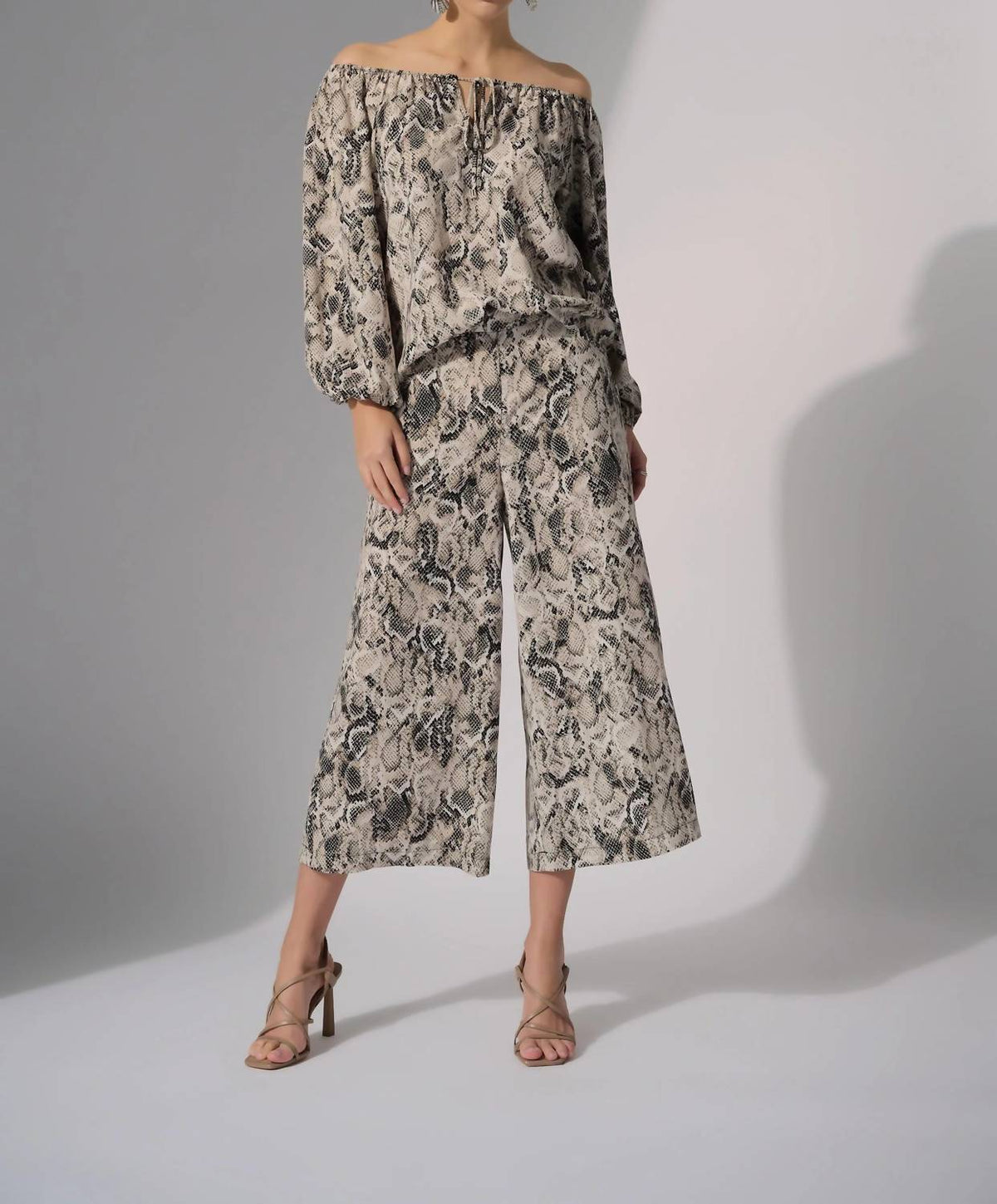 Joseph Ribkoff - Snakeskin Print Off-shoulder Top