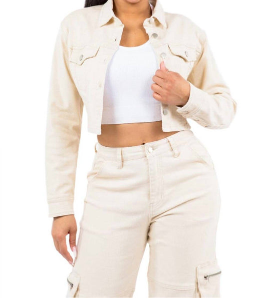 American Bazi - Cropped Lace-up Jacket With Button Front