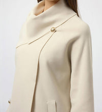 Joseph Ribkoff Overlap Collar Sweater Knit Cardigan Top in birch melange - women's sweater - alternate view
