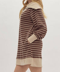 Entro - Ribbed Zip Up Long Sleeve Mini Dress