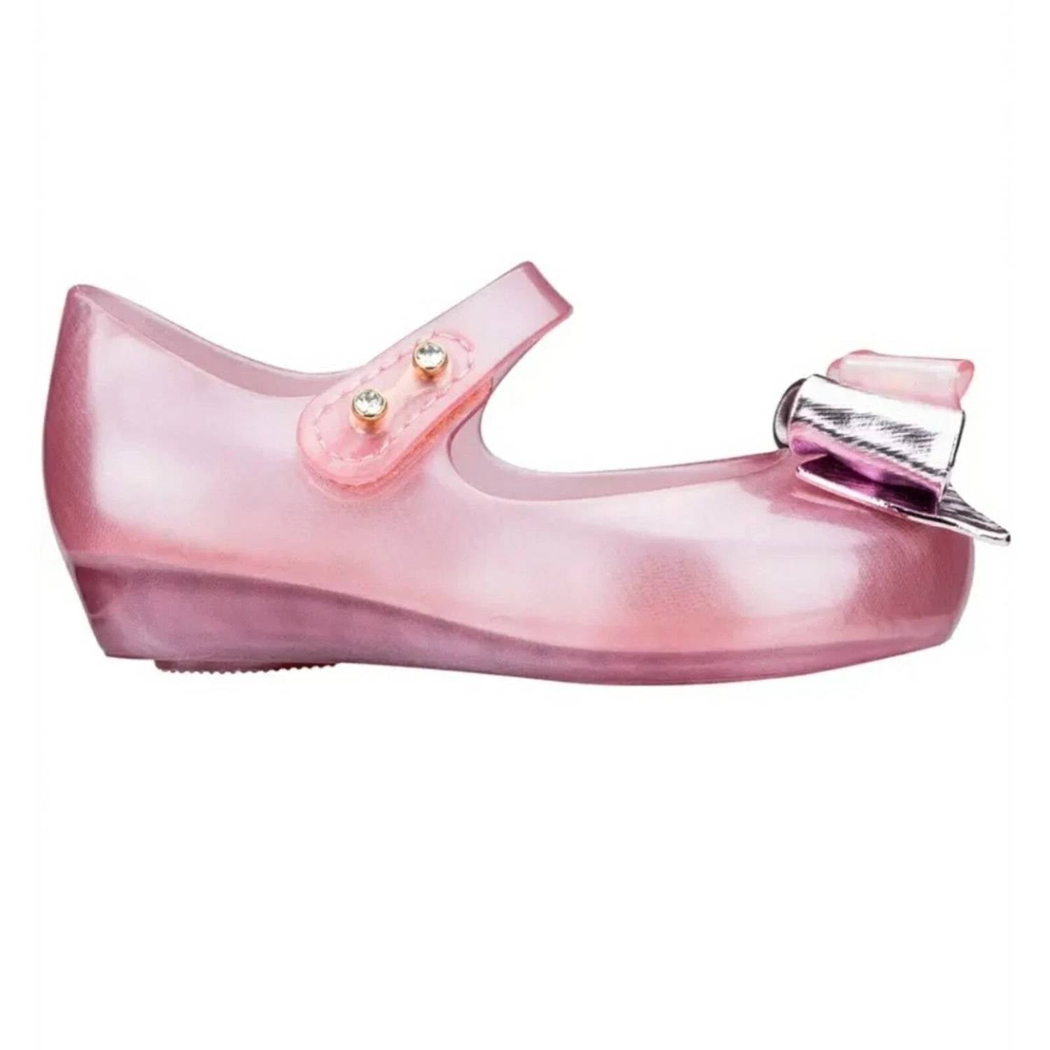 Mini Melissa Girls Ultragirl Special Sandals in pink glitter - kids' sandal - detail view
