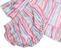 Okie + Lou - Girls Pastel Stripes Romper With Bloomers