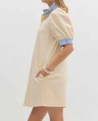 Entro - Mock Neck Contrast Striped Mini Dress
