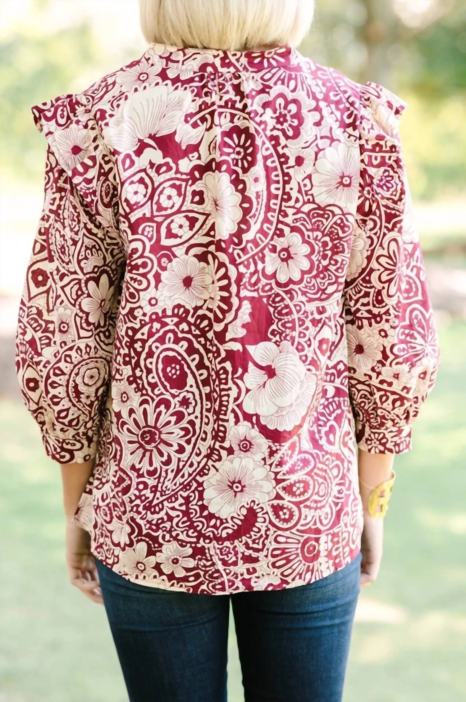 Umgee - Sangria Floral Top -Plus