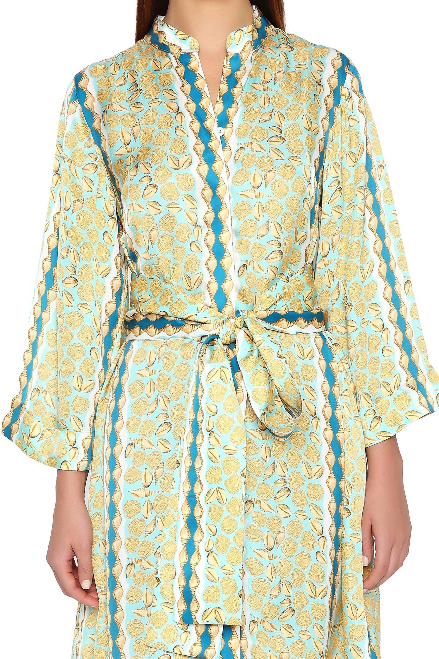 Verandah - Kimono Silk Shirt Midi Dress