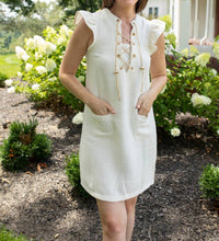 voy Golden Chain Tweed Dress in white - women's dress