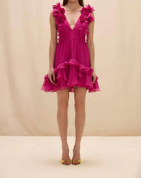 Patbo - Chiffon Carmen Flowers Mini Dress