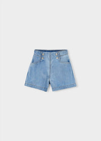 Mayoral Kid's Button Accent Denim Bermuda Short in clear - kids' shorts