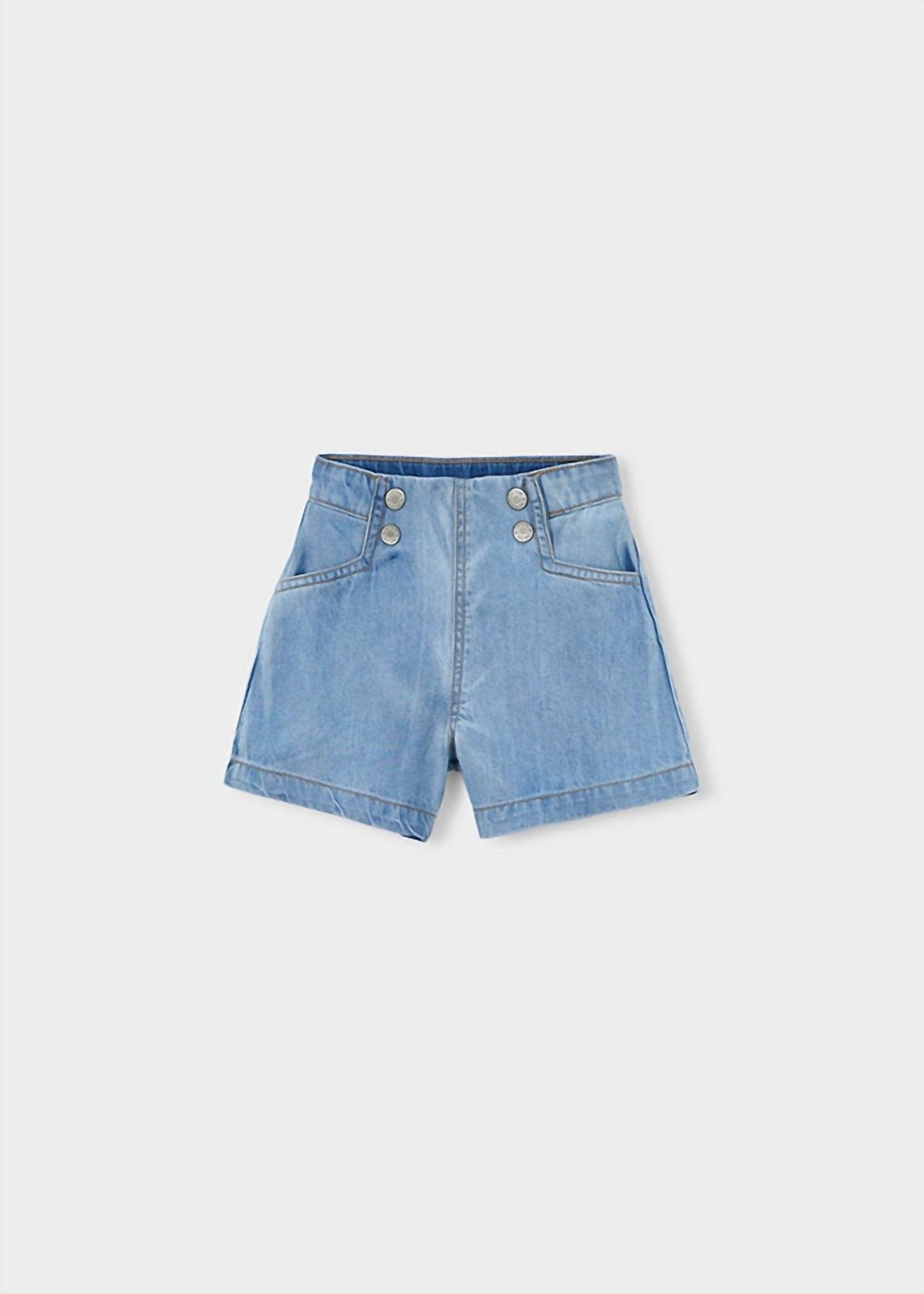 Mayoral Kid's Button Accent Denim Bermuda Short in clear - kids' shorts