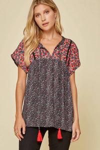 Andree By Unit - Leopard Babydoll Embroidered Top