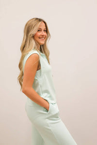 Skies Are Blue - Soft Modal Athleisure Sleeveless Half Zip Top