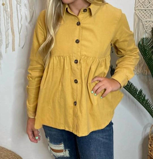 Hayden La - Mini Corduroy Button Up Blouse