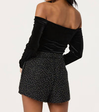 Astr - Salem Velvet Off Shoulder Top