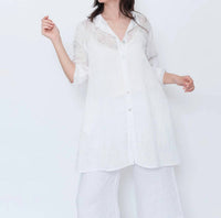 Blueberry - Sheer Button Up Tunic
