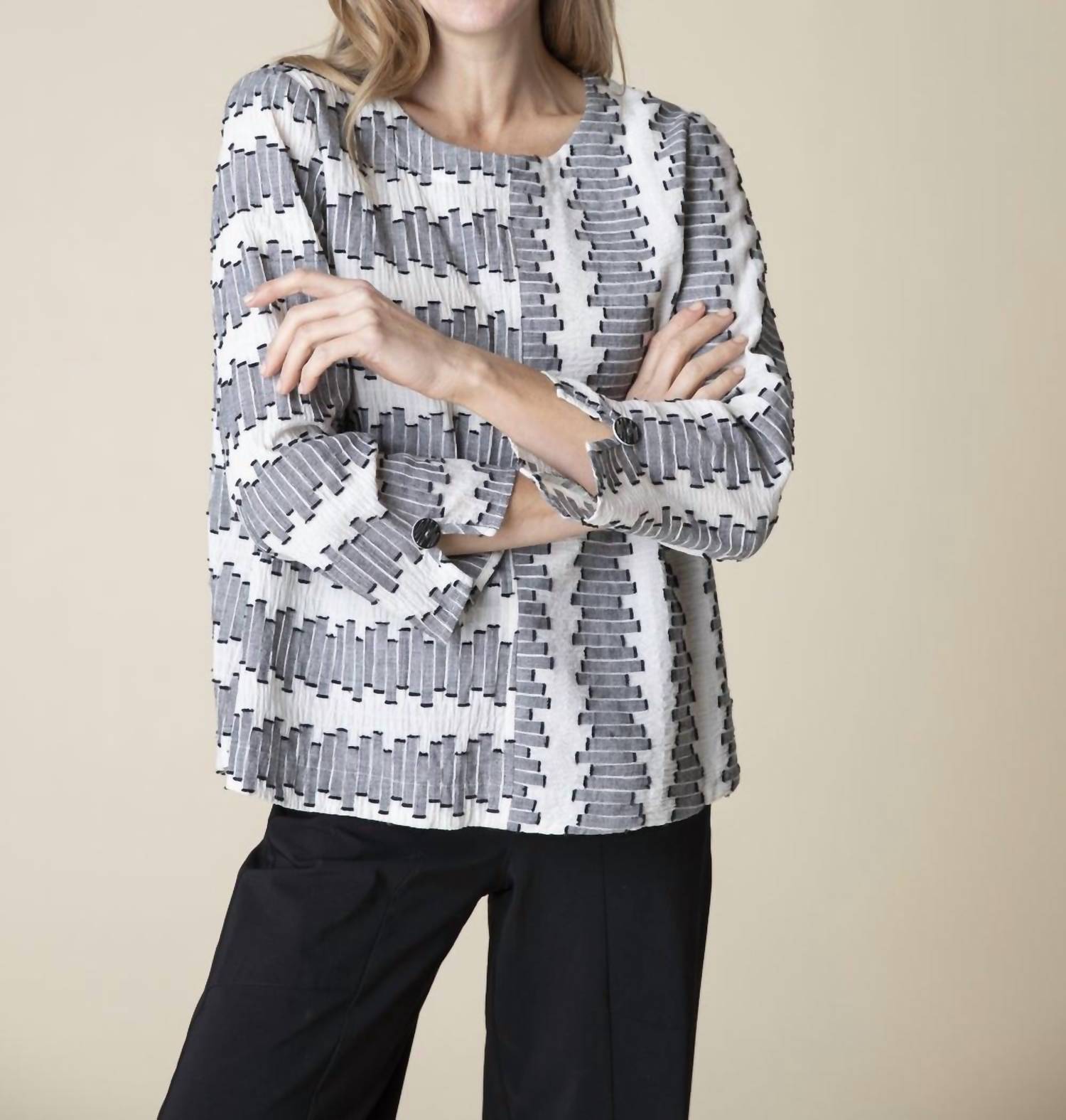 Habitat - Embroidered Button Back Pullover Top