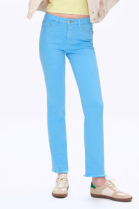 Bayeas Mid Rise Slim Straight Pants in sea blue - women's pants