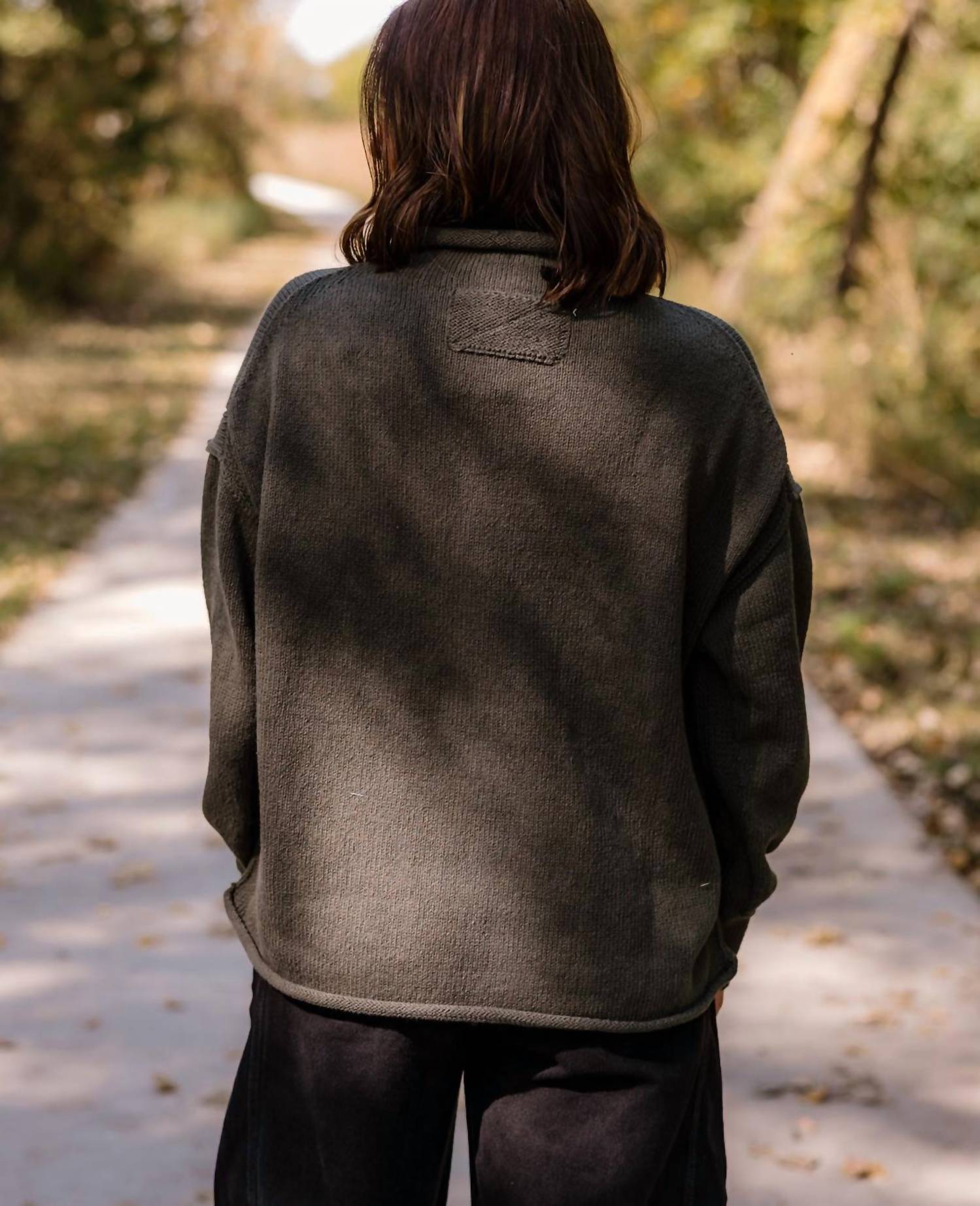 Free People Torres Roll Neck Sweater in army - women's long sleeve top - view 5