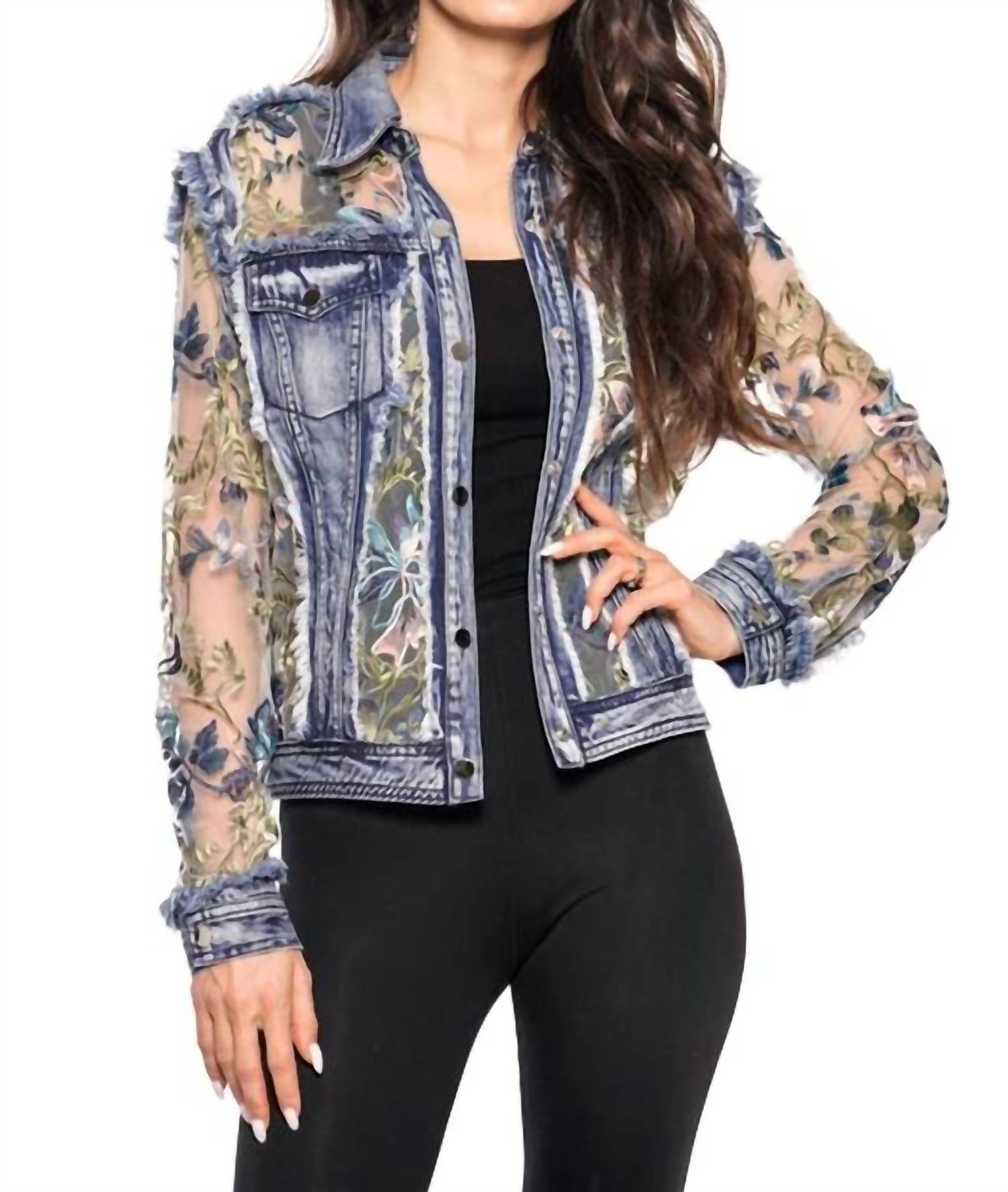 Adore - Denim Lace Jacket With Embroidery