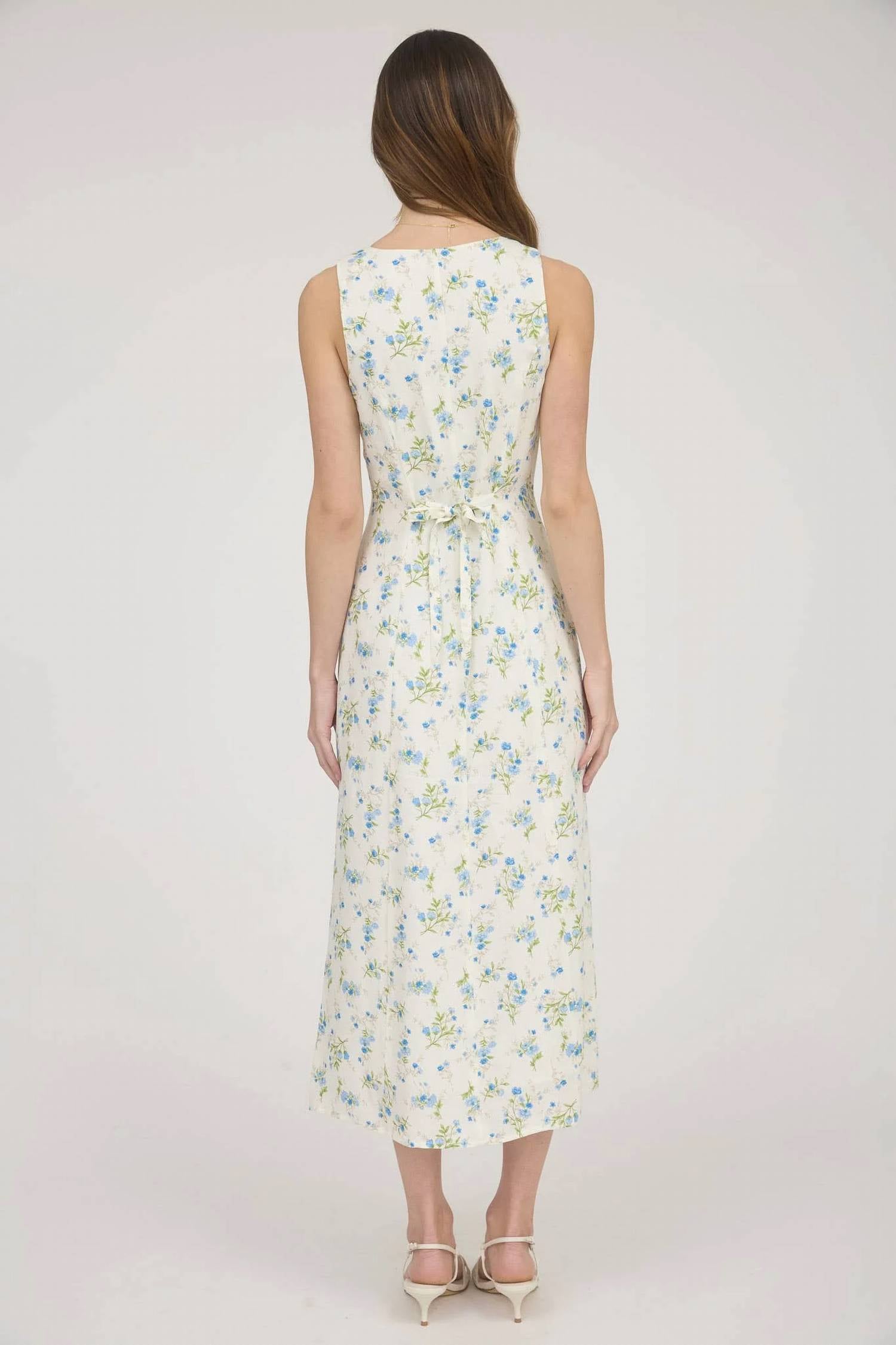 The Workshop Studio - Floral Sleeveless Button Down Midi Dress