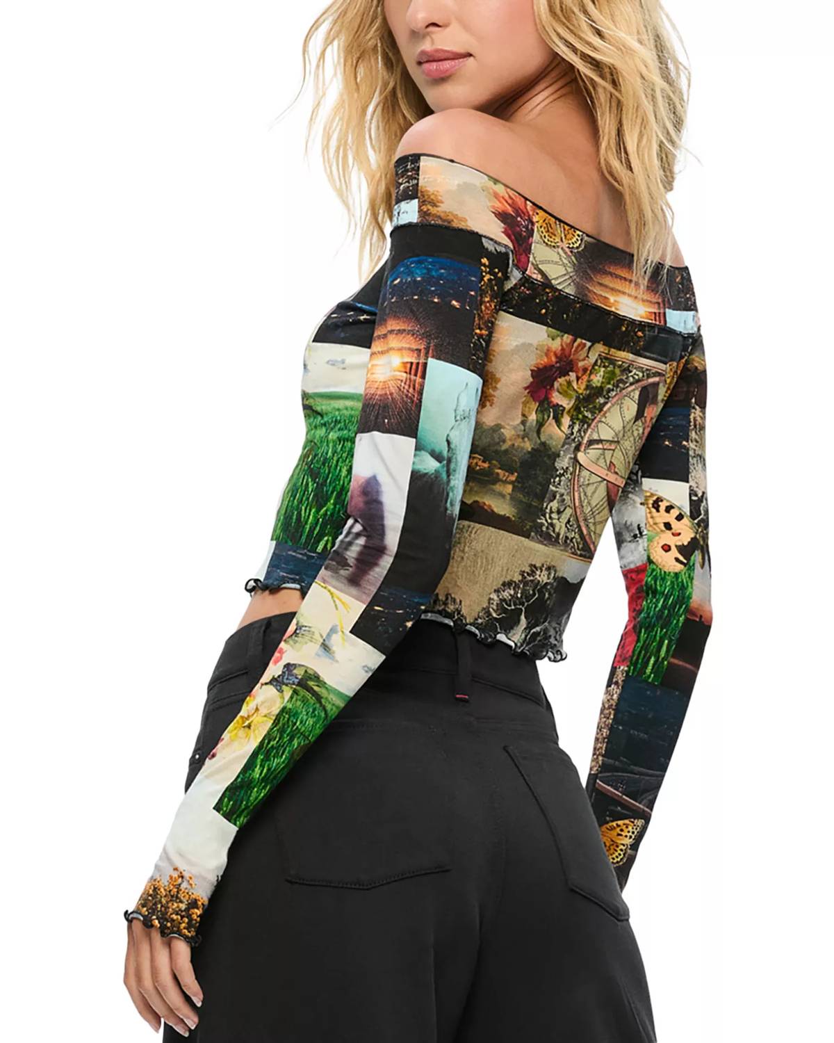 Alice + Olivia - Dorinda Off The Shoulder Top With Thumbholes