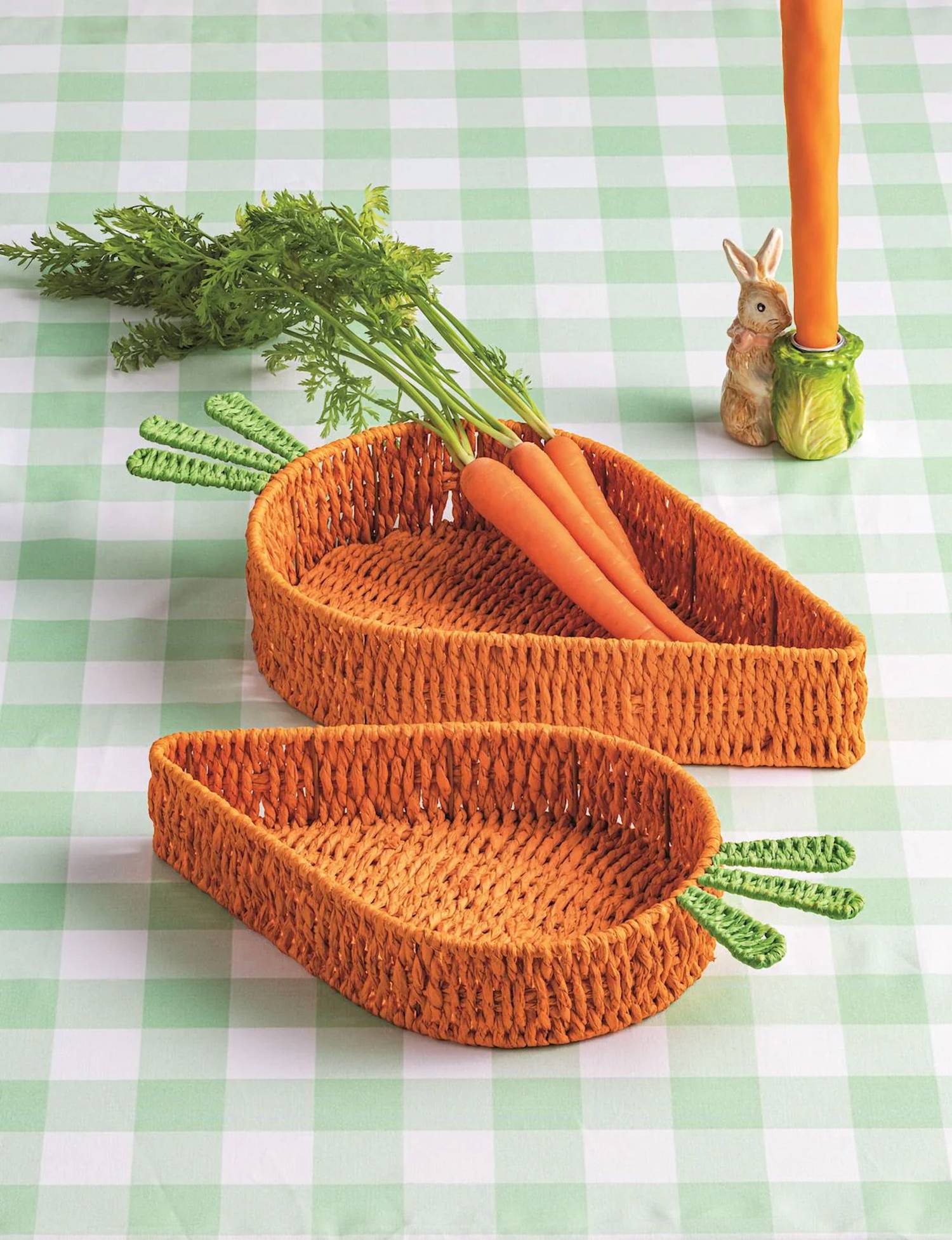 Mudpie - Woven Carrot Paper Rope Nested Basket Tray - Set of 2