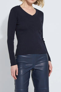 Lysse - Adette V-neck Ribbed Long Sleeve Top