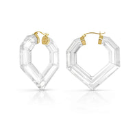Gold & Honey - Women's Heart Gem Lucite Hoop Earrings