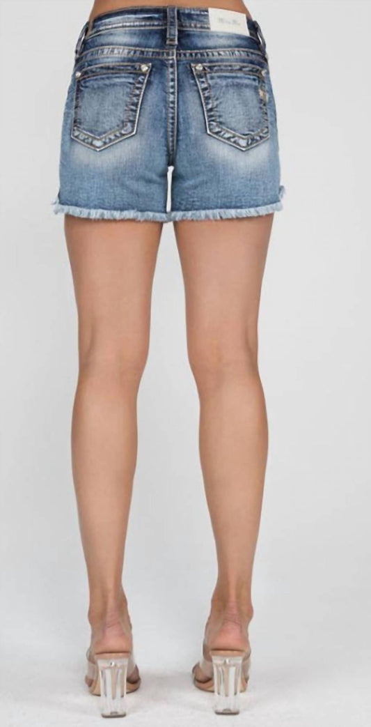 Miss Me - Women's Mid Rise Fray Bottom Jean Shorts