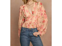 Dress Forum - Pastel Promise Plunging Raw Hem Blouse