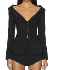 SAU LEE Nicola Top in black - women's shirt - view 4