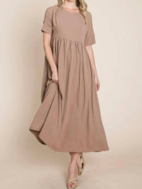 Bombom - Round Neck Ruched Midi Dress