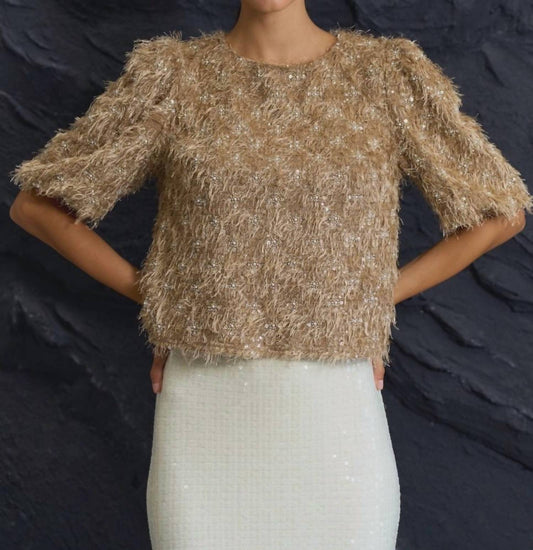 Lalavon - Fuzzy Puff Sleeve Sweater