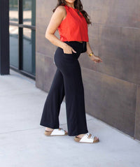 Julia Rose - Brooke Wide Leg Full-length With Pockets Luxe Leggings