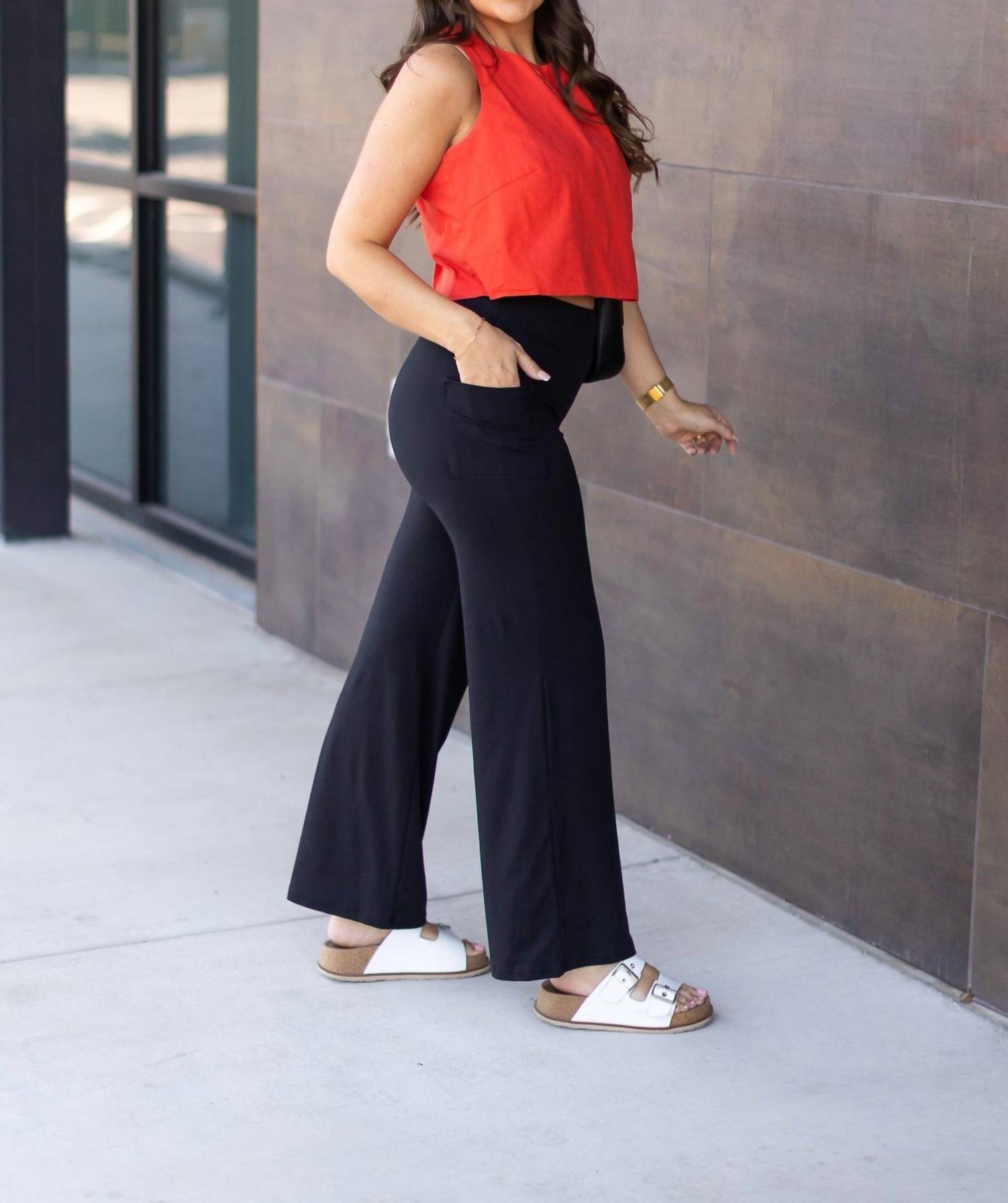 Julia Rose - Brooke Wide Leg Full-length With Pockets Luxe Leggings