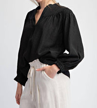Ee:Some - Crinkle Basic Long Sleeve Blouse
