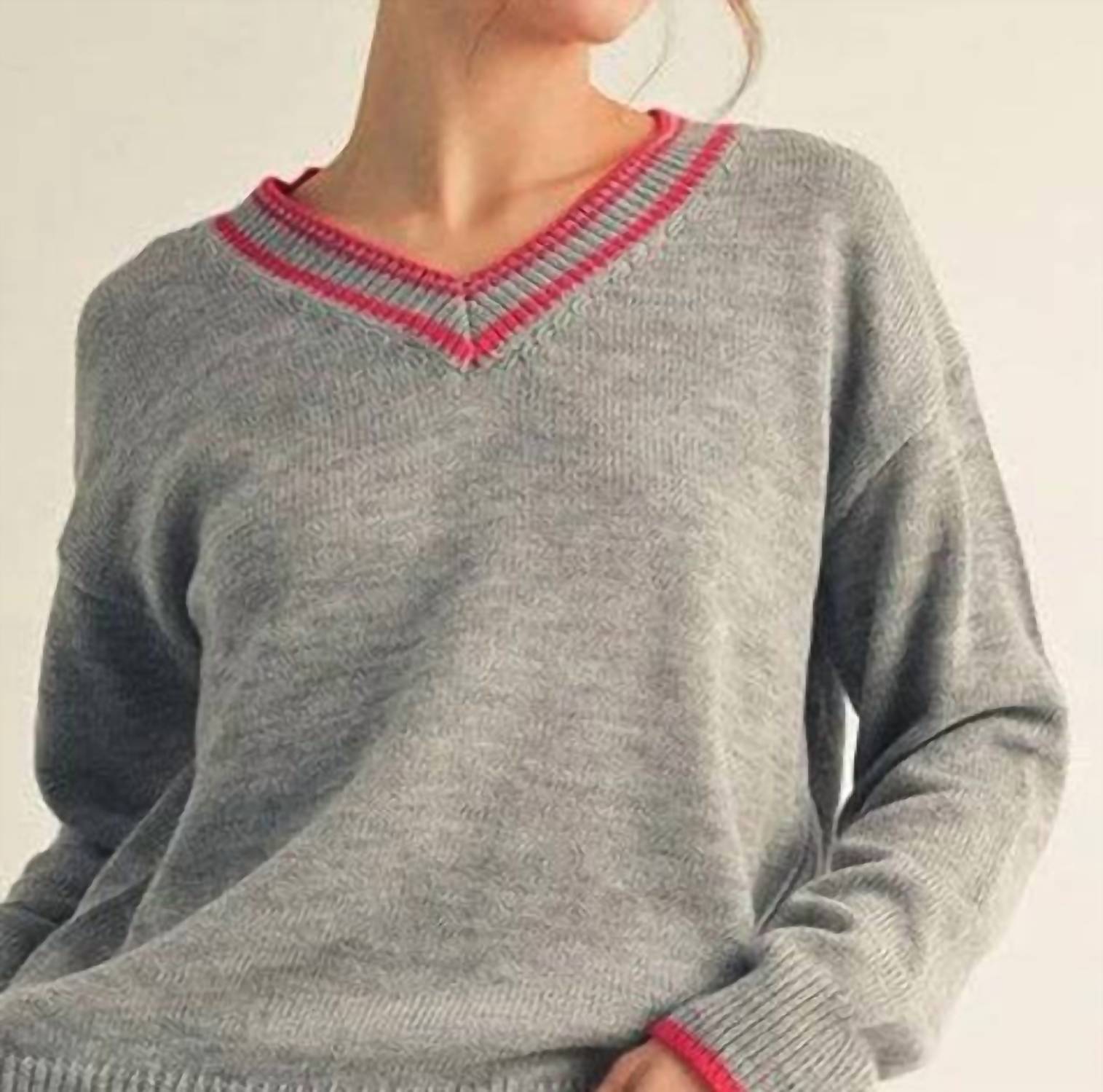 Jodifl - Drop Shoulder V-neck Sweater