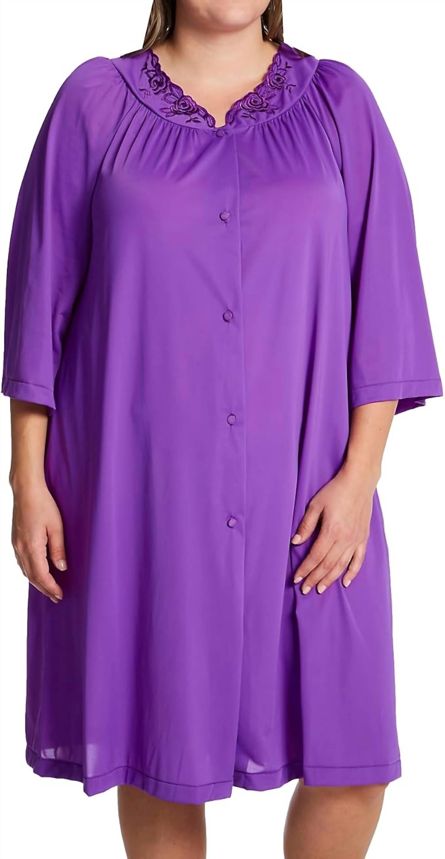 Shadowline Lingerie - Short 3/4 Sleeve Button Down Robe