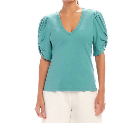 Karen Kane - Ribbed Twist Sleeve V-Neck Top