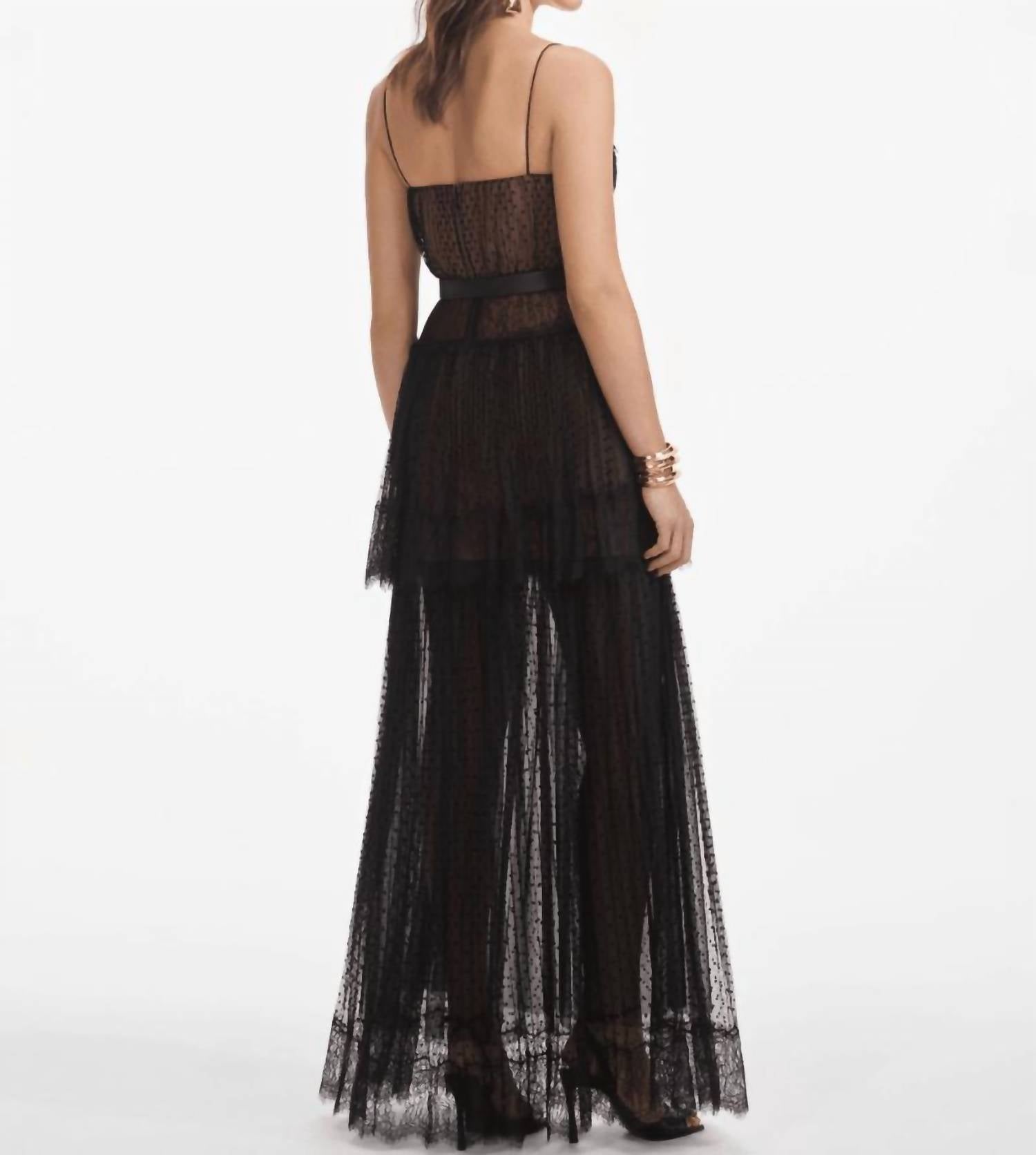 Self-Portrait - Women's Dot Mesh Tiered Maxi Dress