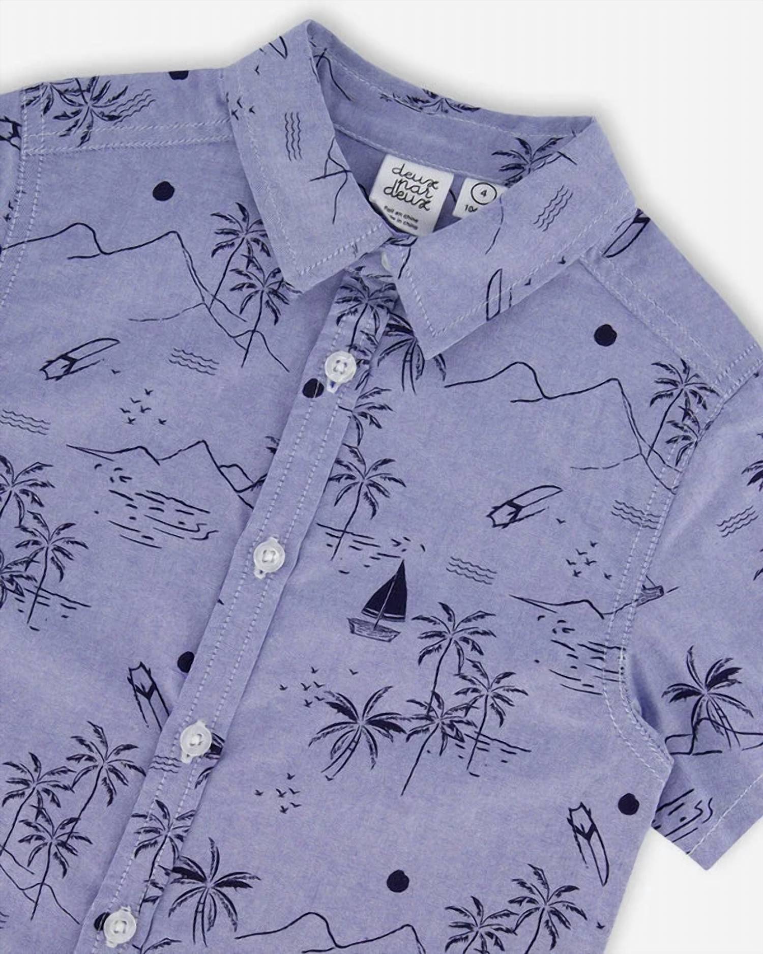 Deux Par Deux - Boys' Printed Chambray Shirt