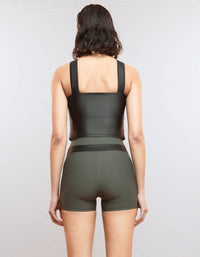 HEROINE SPORT O-tank Halter Neck Active Tank With Built-in Bra in bra in black - women's tank top - detail view