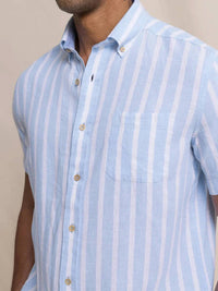 Southern Tide - Seamark Stripe Linen Rayon Short Sleeve Sport Shirt