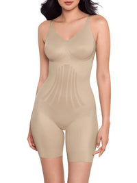 Miraclesuit Modern Miracle Thigh Slimmer Bodysuit in beige - women's shirt