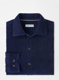PETER MILLAR Aspen Cashmere Corduroy Shirt in navy - men's shirt - alternate view