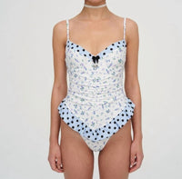 for Love & Lemons Muna Bathing Suit in blue white - women's swimwear
