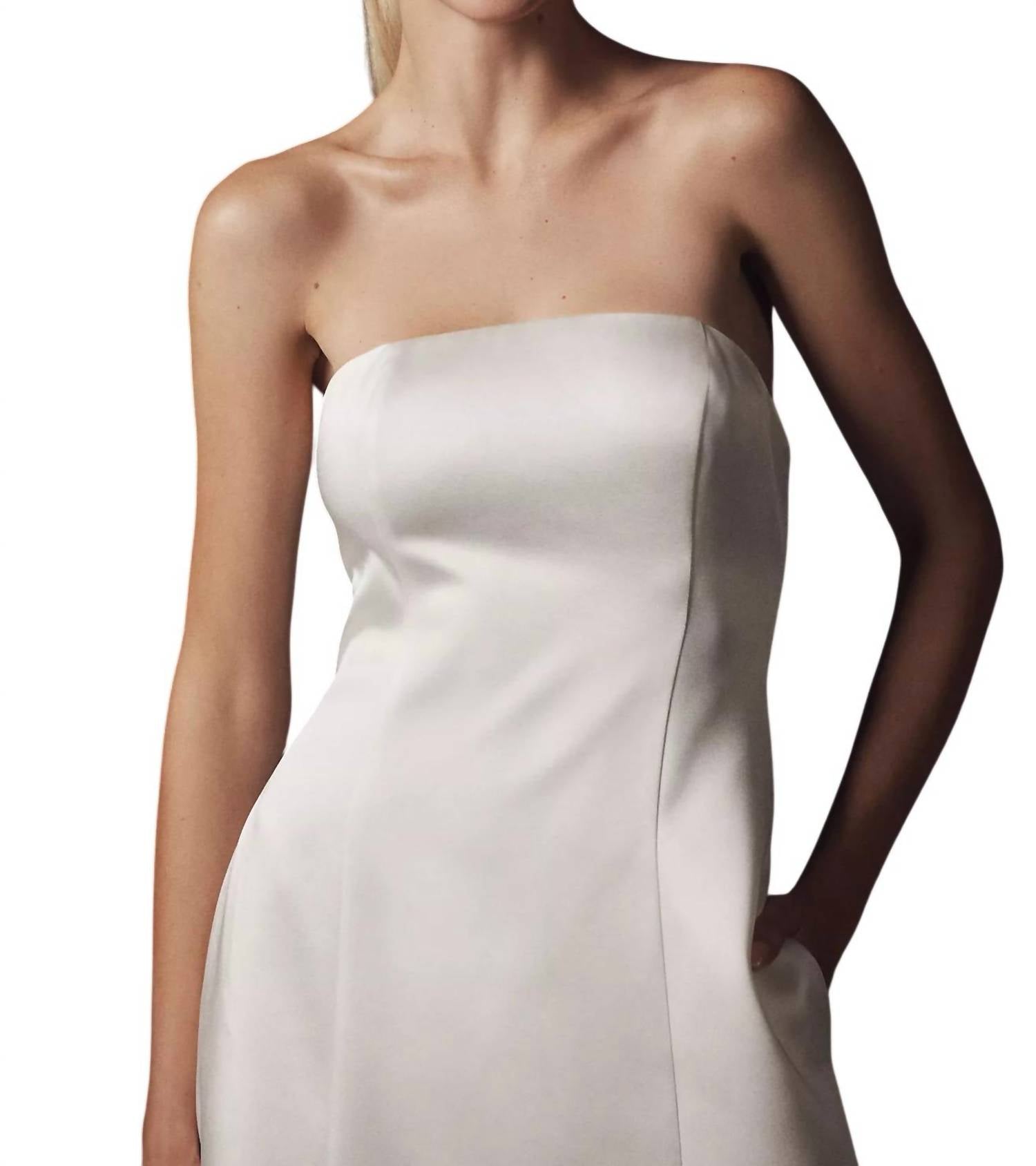 Mare Mare Women’s Piper Strapless Satin Fit & Flare Maxi Dress in white - women's dress - alternate view