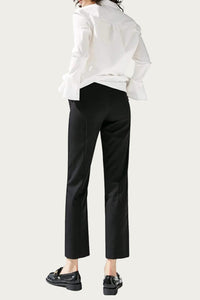 CORA STRETCH-JERSEY ANKLE ZIP STRAIGHT-LEG PANTS