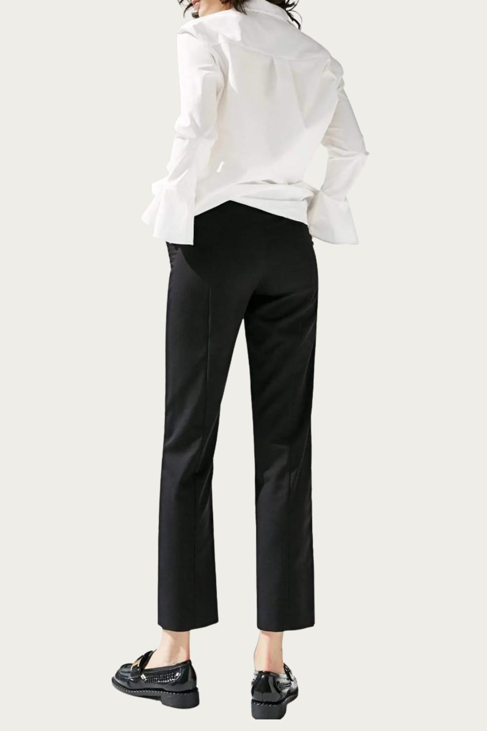 CORA STRETCH-JERSEY ANKLE ZIP STRAIGHT-LEG PANTS